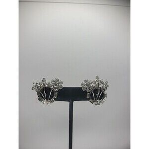 Vintage Phyllis Earrings 925 Sterling Silver Screw Back Crystals Jewelry Fine